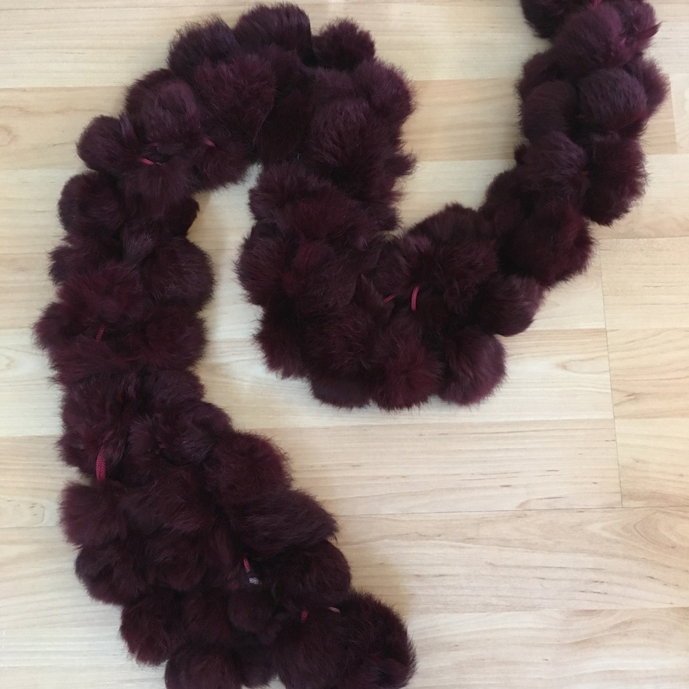 Elegant Burgundy Fur Scarf